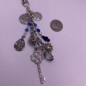 🐱 5 for $10.  Silver Tree of Life Key Chain for Purse or Backpack. 7" Long